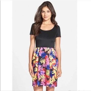 Betsey Johnson Scuba Fit n Flare Floral Bottom Dress